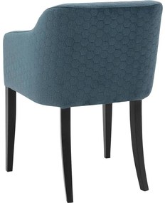 Goossens Eetkamerstoel Peda blauw stof met armleuning, elegant chic