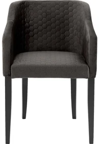Goossens Eetkamerstoel Peda grijs stof met armleuning, elegant chic