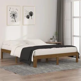 vidaXL Bedframe massief grenenhout honingbruin 140x190 cm