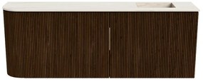 Mondiaz Joya DLux 110cm toiletmeubel ronding links walnut met wastafel faye rechts 1 kraangat meli