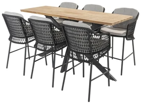 4 Seasons Outdoor Tramonti barset met Prado bartafel 200 x 85 x 105 cm Barset antraciet weerbestendig