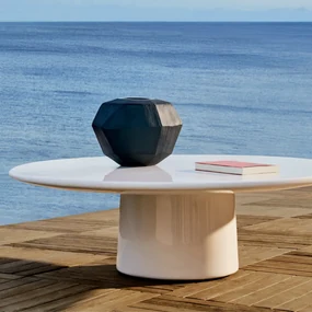 Kave Home Albanella Ronde Salontafel Wit Glanzend Cement 110 Cm - 110 X 110cm.