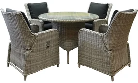 Bilbao Riccione dining tuinset 110 cm rond 5-delig wit verstelbaar