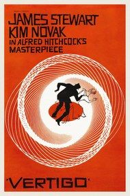 Kunstdruk Vertigo, Alfred Hitchcock (Vintage Cinema / Retro Movie Theatre Poster / Iconic Film Advert), (26.7 x 40 cm)