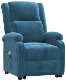 vidaXL Sta-op-massagestoel verstelbaar fluweel blauw