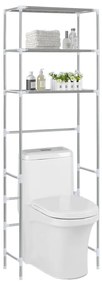 vidaXL Opbergrek voor boven toilet 3-laags 53x28x169 cm zilverkleurig