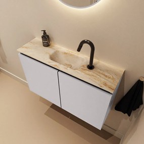 Mondiaz Ture DLux toiletmeubel 80cm cale met wastafel frappe midden met kraangat