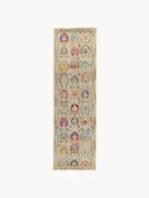 Laagpolige loper Kashan Vintage met gekleurde decoratie
