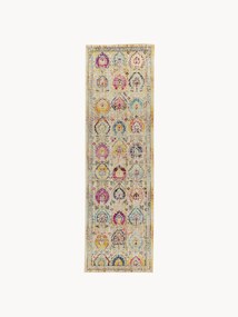 Laagpolige loper Kashan Vintage met gekleurde decoratie