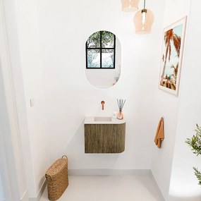 Mondiaz Joya DLux 50cm toiletmeubel ronding rechts dusk met wastafel faye links zonder kraangat meli