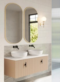 Muebles Ezra badmeubel ribbelfront 120cm macchiato met wit toppaneel zonder waskom