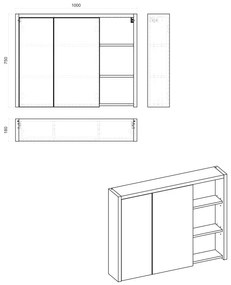 Comad Devon 846 FSC spiegelkast 100cm eiken/antraciet