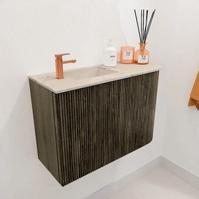 Mondiaz Joya DLux 60cm toiletmeubel ronding rechts shadow met wastafel faye links 1 kraangat frappe