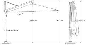 Platinum Challenger zweefparasol 3x3m  T2 wit frame (excl. voet) manhattan