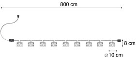 Buitenlamp Lichtsnoer bruin 8m 10-lichts IP44 solar - AlbaOosters E14 IP44 Buitenverlichting rond