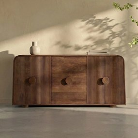 Houten Dressoir Met Ronde Hoeken - 160x40x76cm.