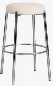 Pack Van 4 Hoge Krukken Bekleed En Van Ijzer Zantria ↑75 Cm & Chenille Crèmebeige - Sklum