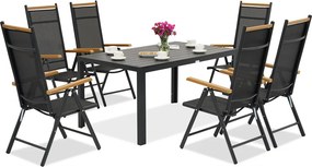 Aluminium tuinmeubelen polywood Verona Wood voor 6 personen Garden Point zwart