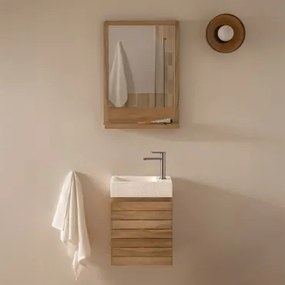 Teakhouten Badkamermeubelset Met Geïntegreerde Wastafel In Napier Cement Teakhout & Rechthoekig Hout 50x70 Cm Mazure & Geborsteld Grijs - Sklum