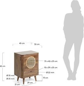 Kave Home Geraldine Bruin Houten Nachtkastje - 45x32x62cm.