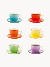 Handbeschilderde espressokopjes Baita met schoteltjes, set van 6
