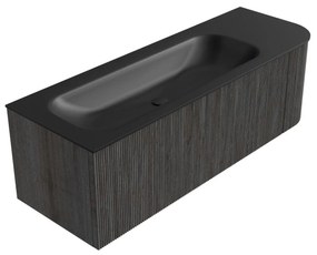 Mondiaz Kurve 135cm badmeubel ronding rechts shadow met 1 lade en deur en wastafel big medium links zonder kraangat urban