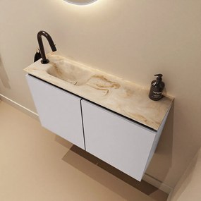 Mondiaz Ture DLux toiletmeubel 80cm cale met wastafel frappe links met kraangat