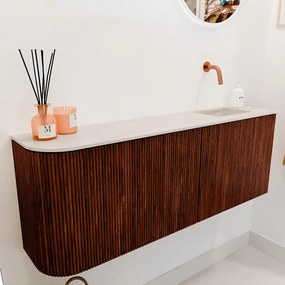 Mondiaz Joya DLux 110cm toiletmeubel ronding links ruby met wastafel faye rechts zonder kraangat meli
