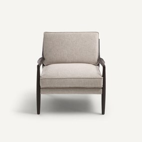 Fauteuil in gebeitst essenhout en gemêleerde katoenen stof, DILMA