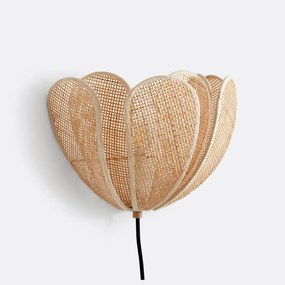 Dubbel bloemblad wandlamp in rotan, Lola