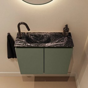 Mondiaz Ture DLux toiletmeubel 60cm army met wastafel lava links met kraangat