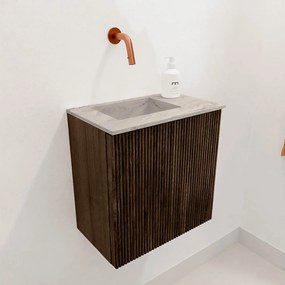 Mondiaz Joya DLux 40cm toiletmeubel walnut met wastafel faye links zonder kraangat glace