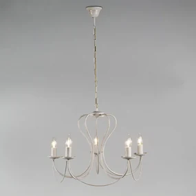 Eettafel / Eetkamer Klassieke kroonluchter taupe met wit - Como 5 Landelijk / Rustiek E14 rond Binnenverlichting Lamp