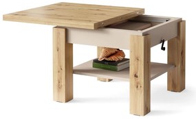 CLEO ARTISAN EIK / BEIGE, UITSCHUIFBARE SALONTAFEL