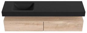 Zaro Alan badmeubel 180cm washed oak 2 lades met vrijhangende wastafel cloud links 1 kraangat urban