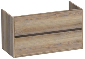 Saniclass Nexxt Wastafelonderkast - 100x46x55cm - 2 greeploze softclose lades - 1 sifonuitsparing - hout - Vintage oak 1073VOG