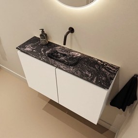 Mondiaz Ture DLux toiletmeubel 80cm talc met wastafel lava midden zonder kraangat