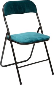 Atmosphera Klapstoel Fluweel - Blauw - 39x39x79 cm - Opvouwbaar