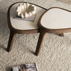 Salontafel Hout Met Marmer 60x51 Cm - 60 X 51cm.