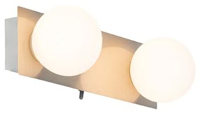 Badkamer Wandlamp staal 28 cm IP44 2-lichts met schakelaar - Cederic Modern G9 IP44 Lamp