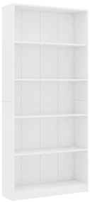 vidaXL Boekenkast met 5 schappen 80x24x175 cm bewerkt hout wit