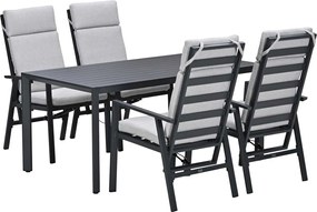 Garden Impressions Kasper tuinset 5-delig - tuintafel 160x84 cm donker grijs