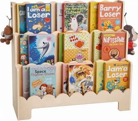 VEVOR Montessori Boekenplank 3-laags Kinderboekenplank met Gegolfde Rand, Boekenplank aan de Voorkant met Dubbele Haken, Babyboekenplank Kinderkamerplank voor Kleuterschool Kleuterschool