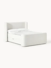 Bouclé boxspring bed Perla met opbergruimte