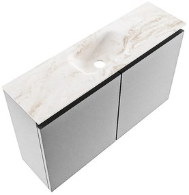 Mondiaz Ture DLux toiletmeubel 80cm plata met wastafel frappe midden met kraangat