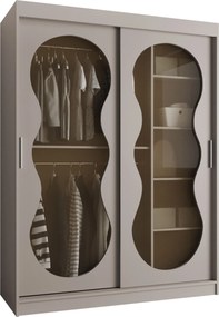 Kledingkast Hartford 528, Kasjmier, 200x150x62cm, 125 kg, Kledingkast deuren: Schuivend, Aantal planken: 5, Aantal planken: 5