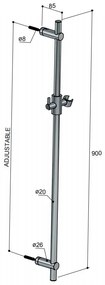 Hotbath Cobber Glijstang 90cm Zwart Chroom M311