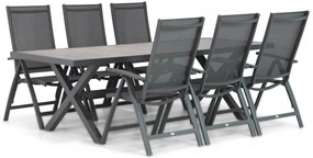 Tuinset 6 personen 245 cm Aluminium/Textileen /Aluminium/textileen Grijs Presto Vasto/Crossley