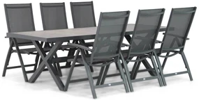 Tuinset 6 personen 245 cm Aluminium/Textileen /Aluminium/textileen Grijs Presto Vasto/Crossley