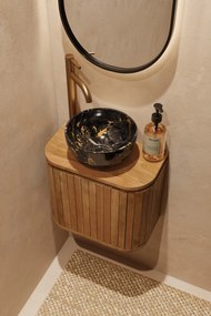Livli Estrela toiletmeubel links 40cm ribbelfront met Athens Portoro Gold waskom